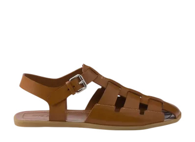 PRADA Leather Fisherman Sandals "Brown"