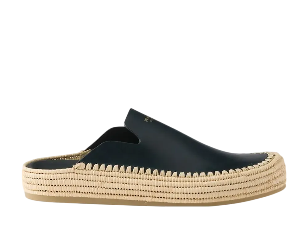 プラダ レザー ミュール "ネイビー"