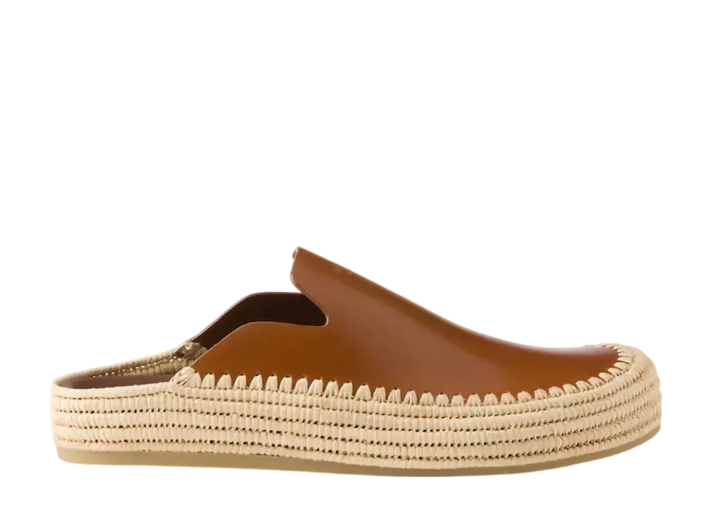 プラダ レザー ミュール "コニャック"