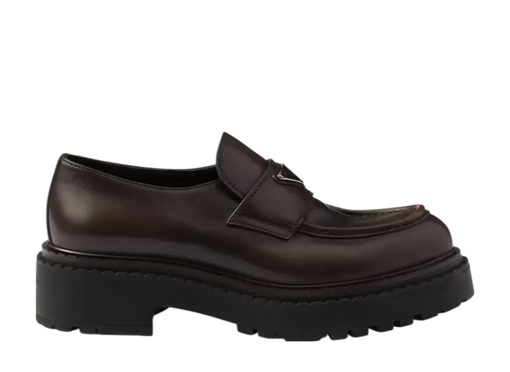 プラダ レザー ローファー "ダークブラウン"