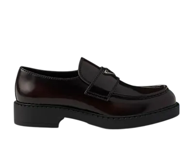 PRADA Chocolate Brushed Leather Loafers "Brown"