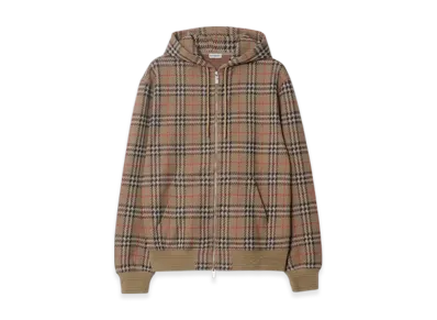 Burberry Check Cotton Blend Zip Hoodie "Nuts"