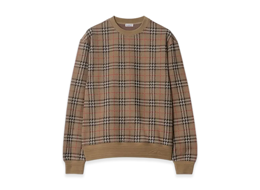 Burberry Check Cotton Blend Sweater "Nuts"