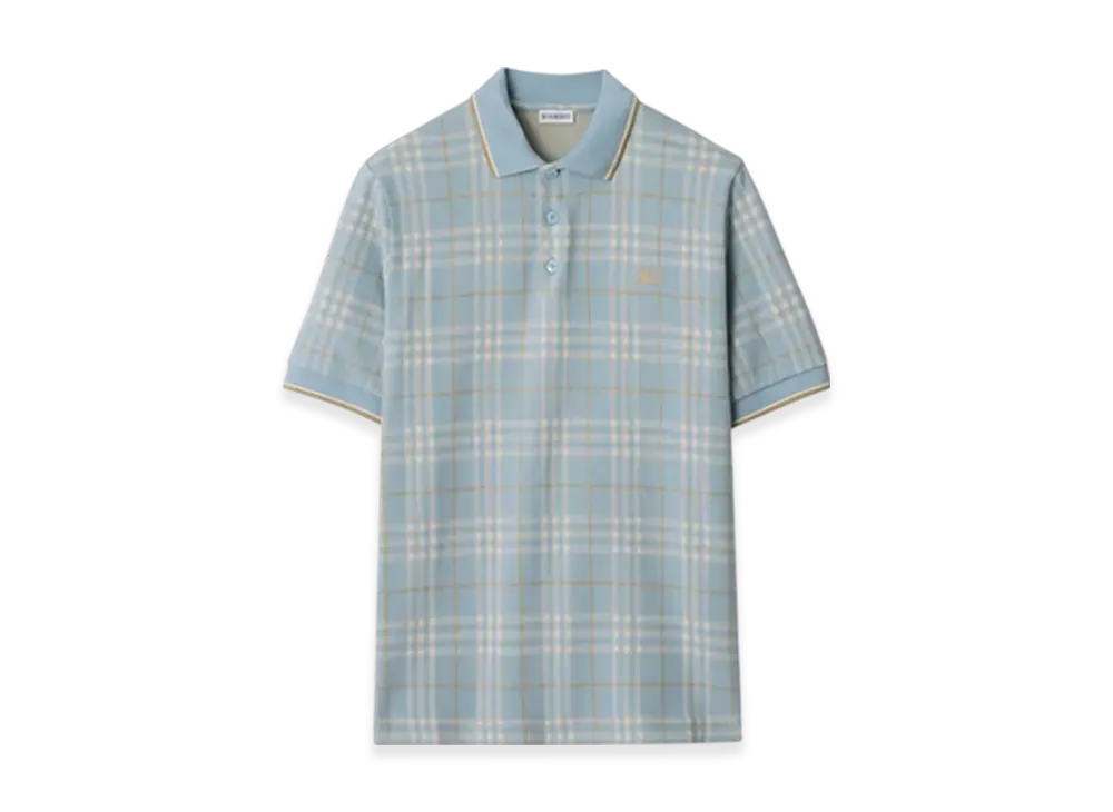 Burberry Check Cotton Polo Shirt "Fog"