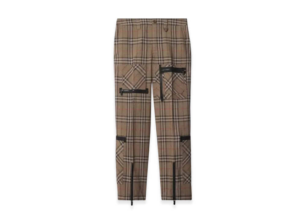Burberry Check Silk Blend Cargo Trousers "Brush"