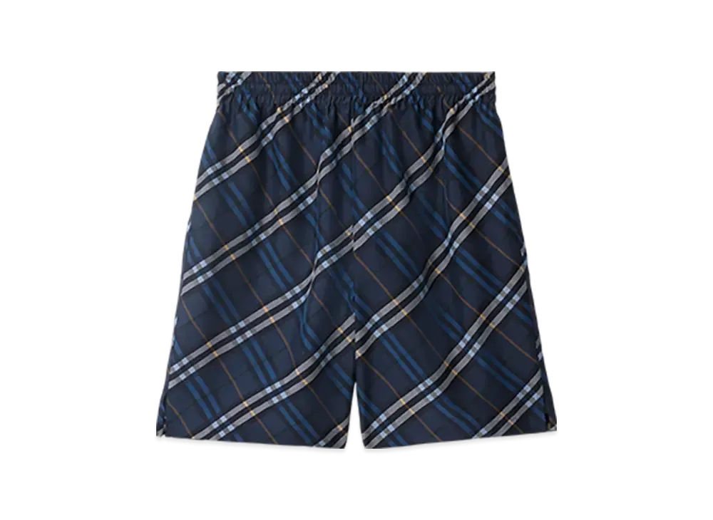 Burberry Check Silk Poplin Shorts "Ink"
