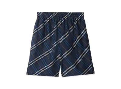Burberry Check Silk Poplin Shorts "Ink"