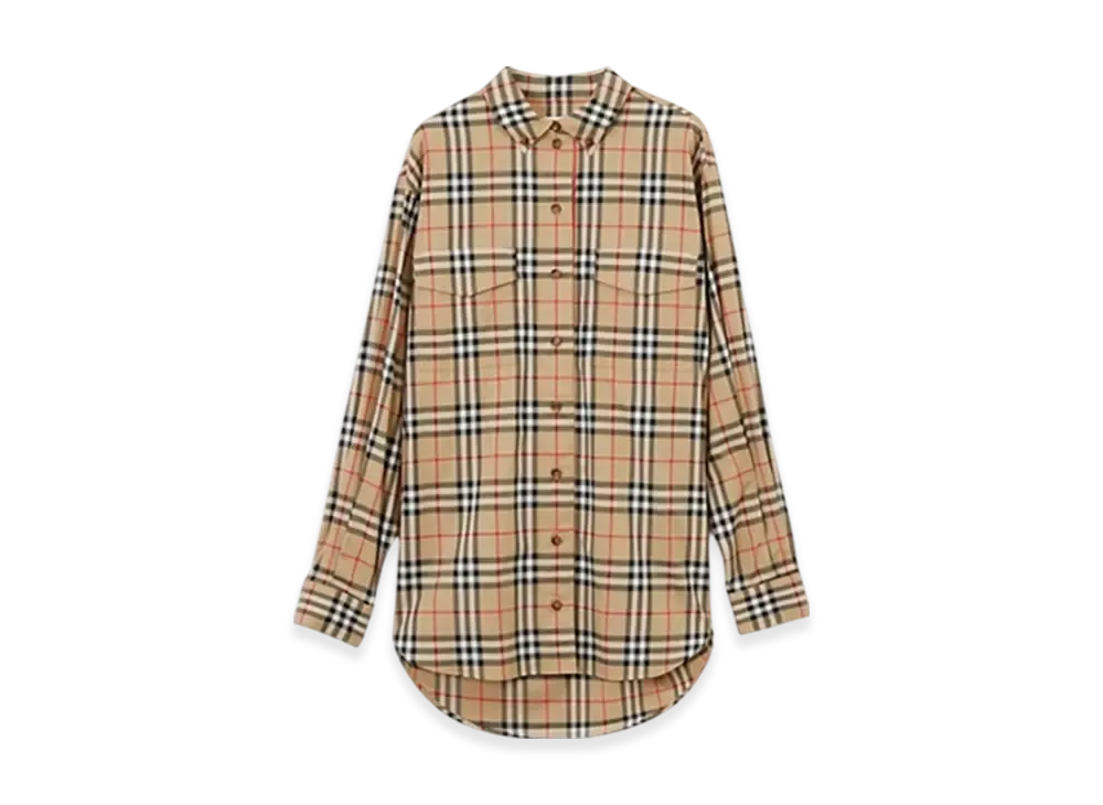 Burberry Check Stretch-cotton Shirt "Archive Beige"