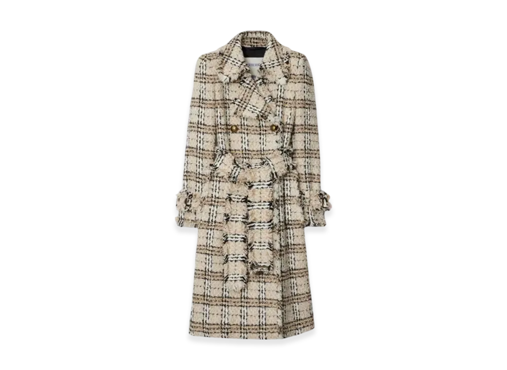 Burberry Check Boucle Coat "String/Fossil"