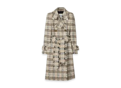 Burberry Check Boucle Coat "String/Fossil"