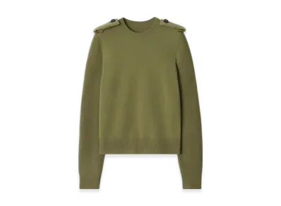 Burberry Check Epaulette Wool Cashmere Blend Sweater "Wreath"