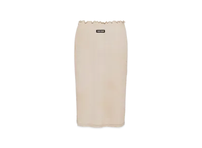 MIU MIU Women's Garment Dyed Ribbed Jersey Skirt "Pumice Stone"