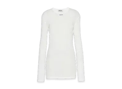 MIU MIU Women's Ribbed Knit Jersey Dress "White"