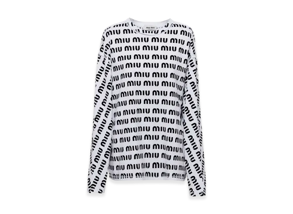 MIU MIU Women's Printed Cotton T-Shirt "White"