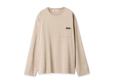 MIU MIU Women's Long-Sleeve Cotton Jersey T-Shirt "Cameo Beige/White"
