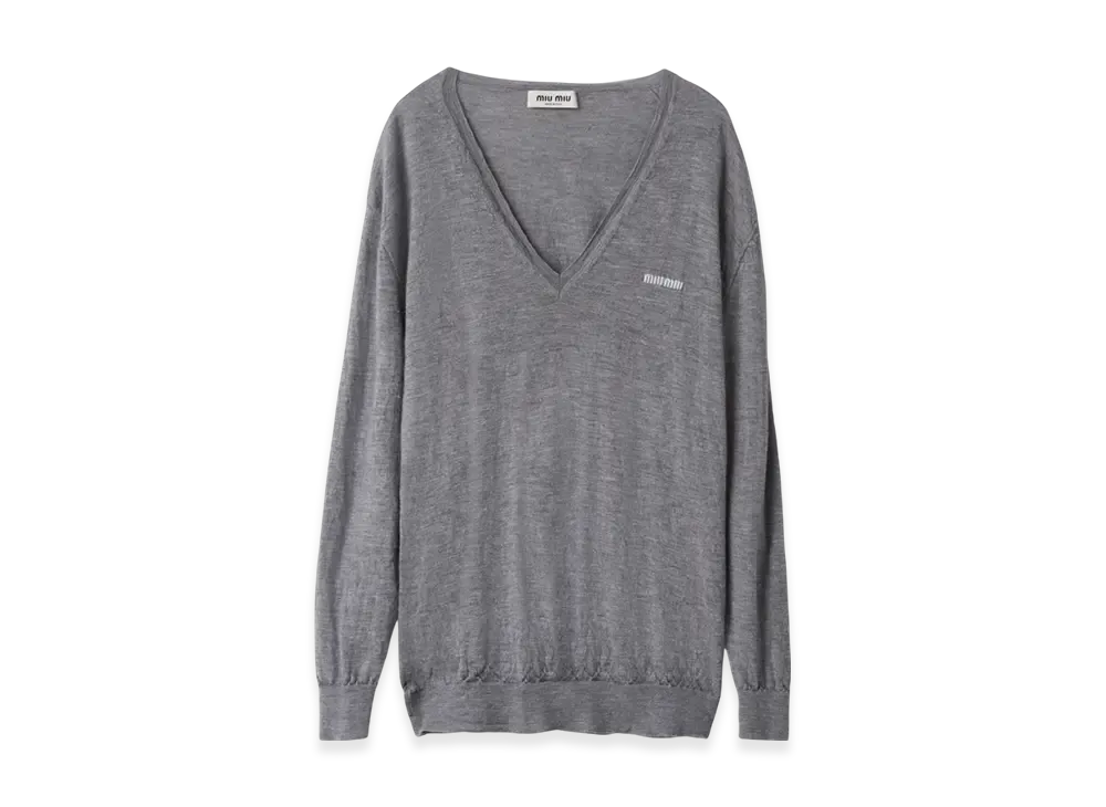 MIU MIU V-Neck Cashmere Sweater "Grey"