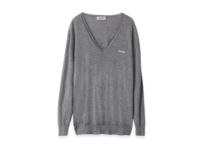 MIU MIU V-Neck Cashmere Sweater "Grey"