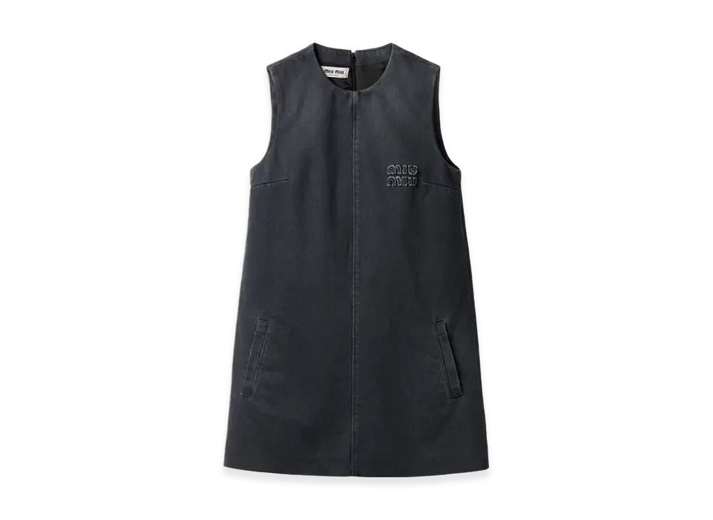 MIU MIU Cotton Mini Dress "Grey"