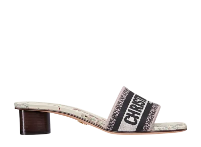 Dior Women's Dway Heel Slide Millefiori Embroidered Cotton "Nude/White"
