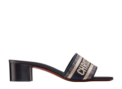 Dior Women's Dway Heel Slide Embroidered Cotton "Deep Blue"