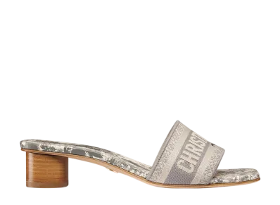 Dior Women's Dway Heel Slide Toile de Jouy Sauvage Embroidered Cotton "Grey"