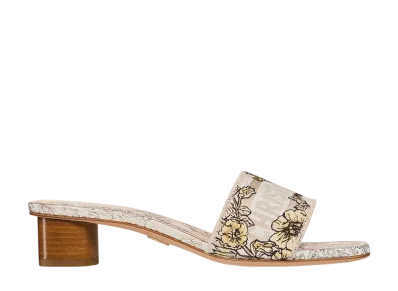 Dior Women's Dway Heel Slide Millefiori Unicorn Embroidered Cotton "Gold"