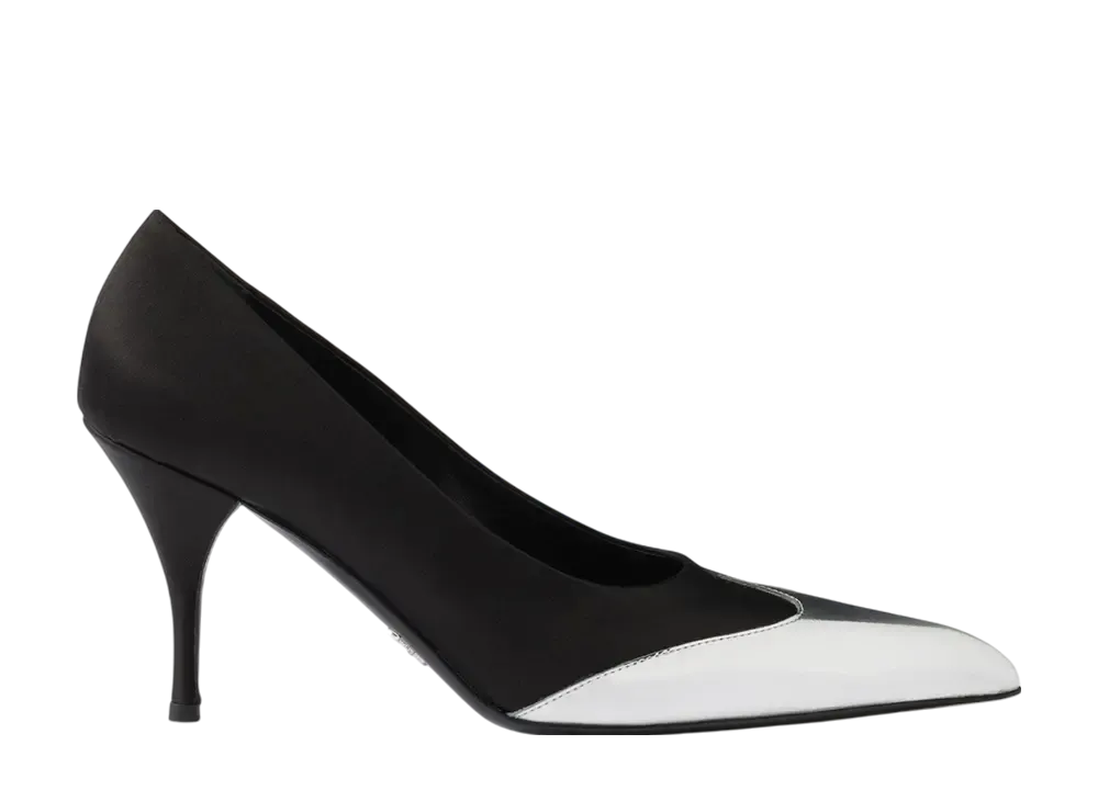 PRADA Women's Satin and Metallic Leather Pumps "Black"