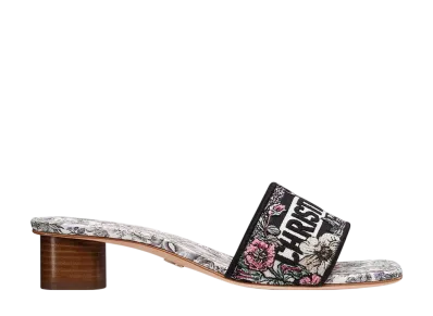 Dior Women's Dway Heel Slide Millefiori Unicorn Embroidered Cotton "Multi Color"