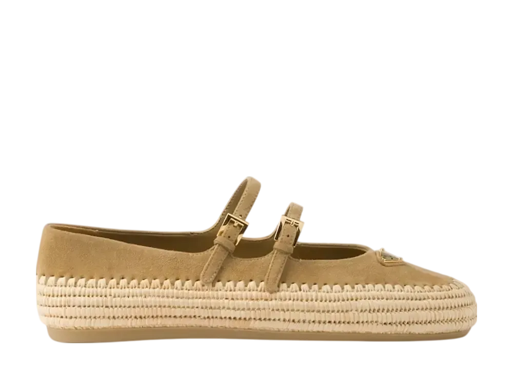 プラダ ウィメンズ スエード バレリーナ "ベージュ"