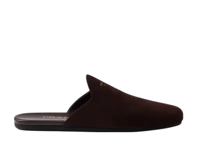 PRADA Women's Suede Mules "Dark Brown"