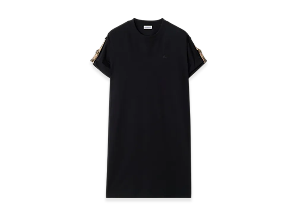 Burberry Check Trim Cotton T-shirt Dress "Black"