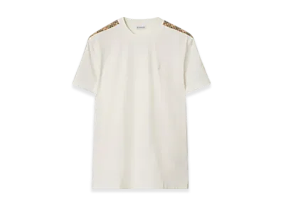 Burberry Check Trim Cotton T-shirt "Chalk"