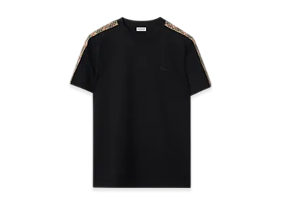 Burberry Check Trim Cotton T-shirt "Black"