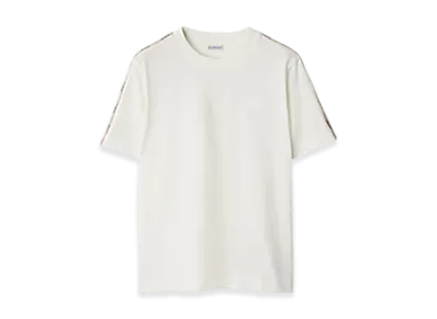 Burberry Check Trim Cotton T-shirt "Chalk"
