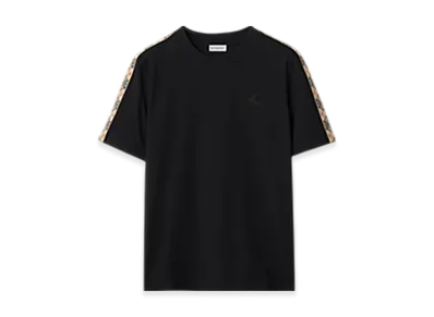 Burberry Check Trim Cotton T-shirt "Black"