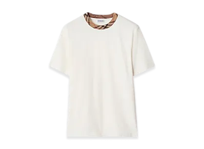 Burberry Check Trim Cotton T-shirt "Chalk"