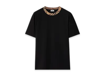 Burberry Check Trim Cotton T-shirt "Black"