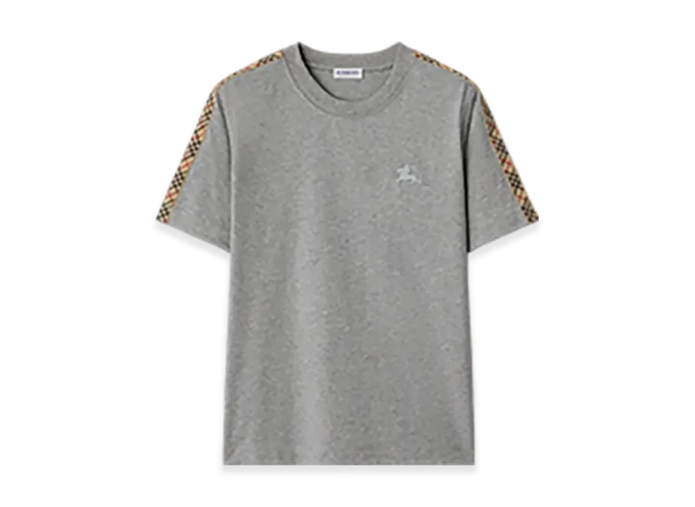 Burberry Check Trim Cotton T-shirt "Pale Grey Melange"
