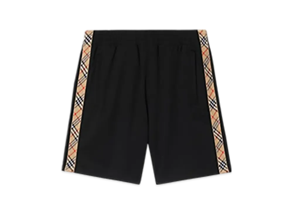 Burberry Check Trim Cotton Blend Shorts "Black"