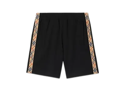 Burberry Check Trim Cotton Blend Shorts "Black"