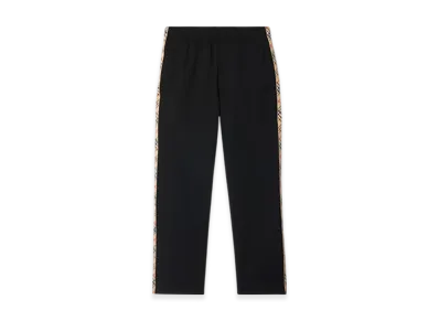 Burberry Check Trim Cotton Blend Track Pants "Black"