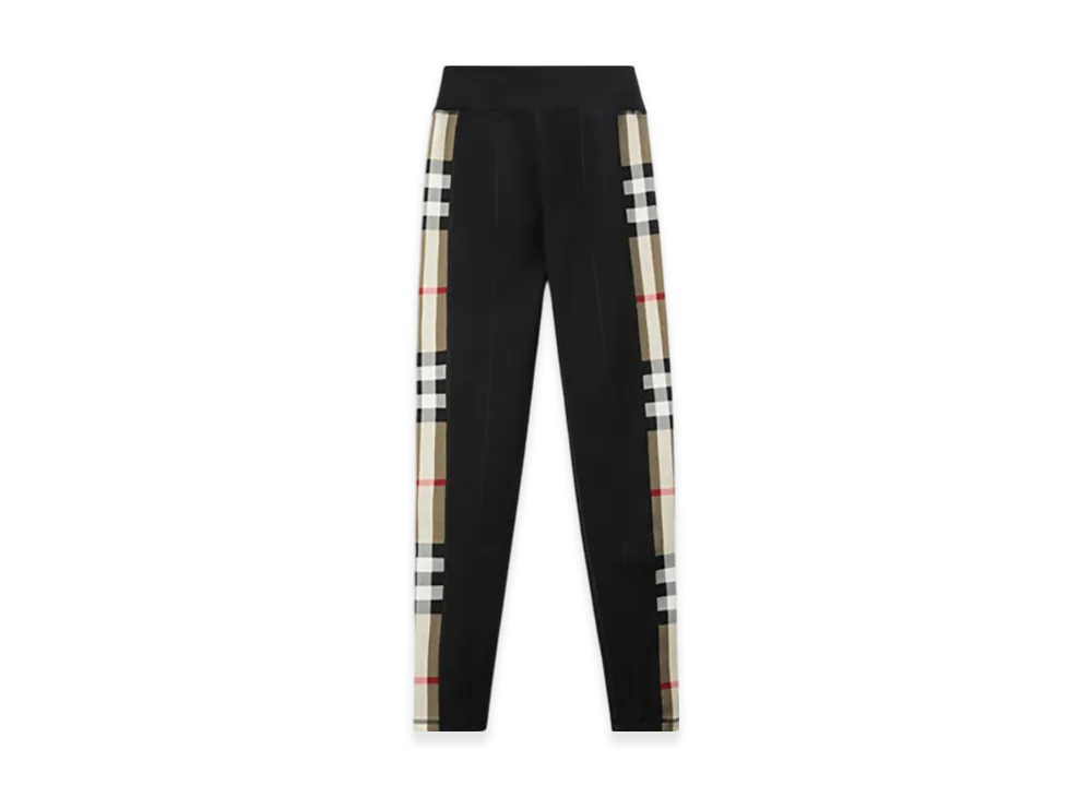 Burberry Check Trim Stretch-jersey Leggings "Black"