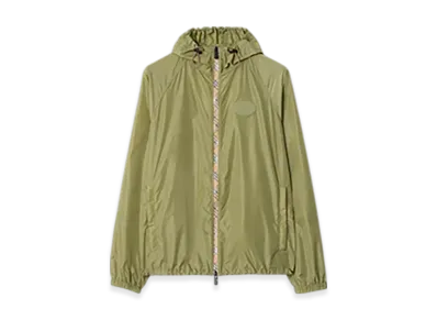 Burberry Check Trim Nylon Hooded Jacket "Wreath Green"