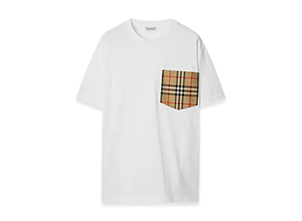 Burberry Check Pocket Cotton T-shirt "White"