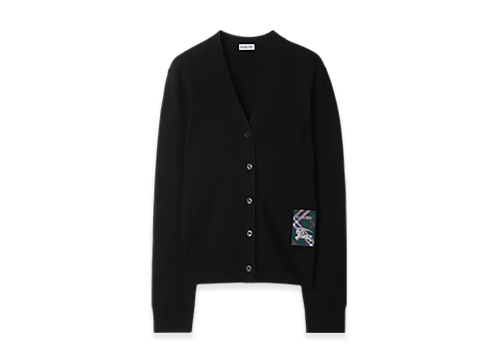 Burberry Check Label Wool Cardigan "Black"