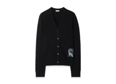 Burberry Check Label Wool Cardigan "Black"