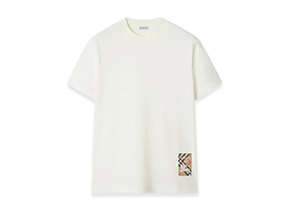 Burberry Check Label Cotton T-shirt "Chalk"