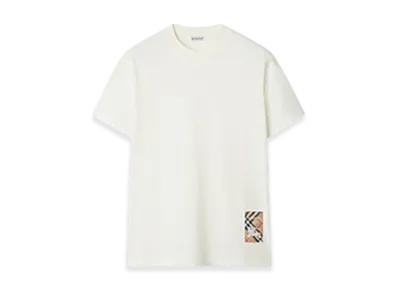 Burberry Check Label Cotton T-shirt "Chalk"