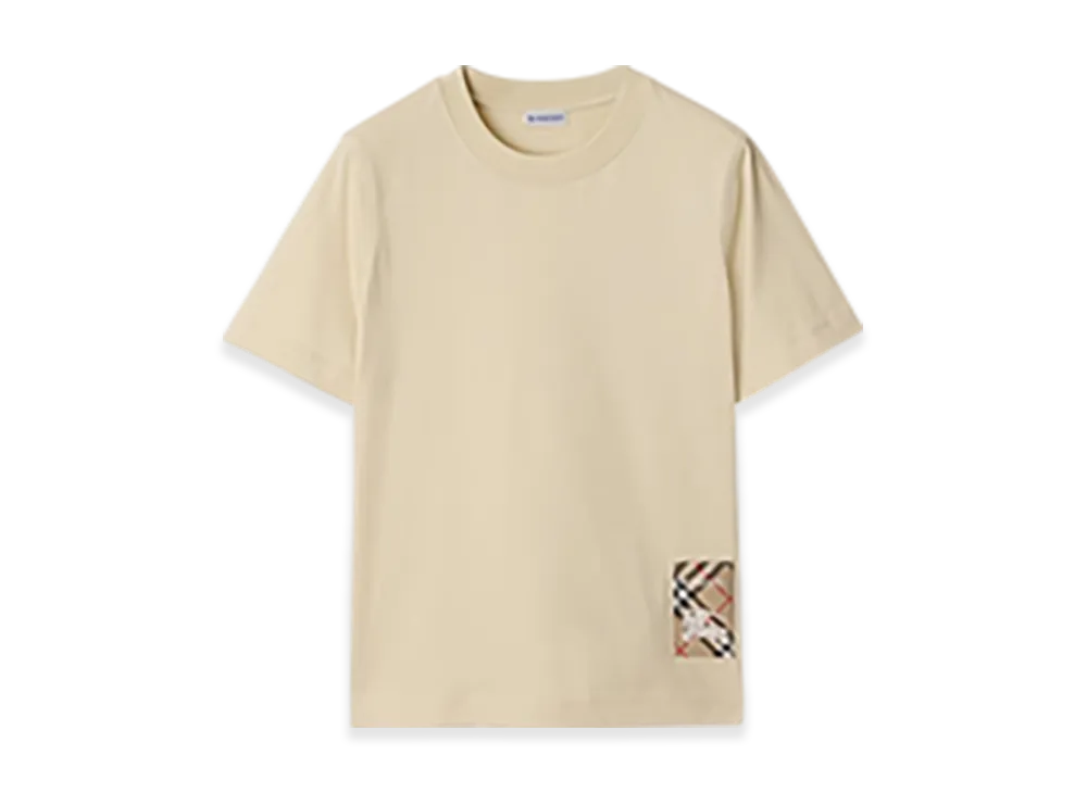 Burberry Check Label Cotton T-shirt "Nutmeg"