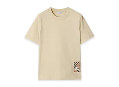 Burberry Check Label Cotton T-shirt "Nutmeg"